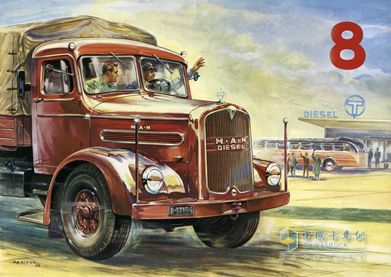 1951年,匹配了V8發(fā)動(dòng)機的曼恩F8卡車(chē)，可達180馬力