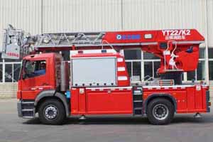 國內首款緊奏云梯消防車(chē)徐工YT22K2正式下線(xiàn)
