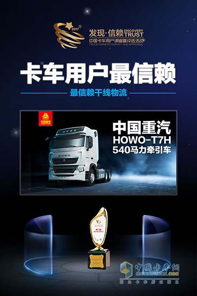 中國重汽HOWO-T7H540馬力牽引車(chē)獲最信賴(lài)干線(xiàn)物流車(chē)型
