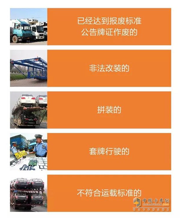 以上這些車(chē)輛運輸車(chē)禁止使用