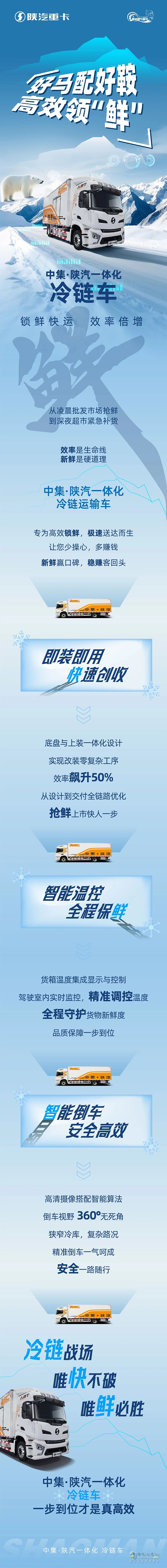 中集·陜汽一體化冷鏈車(chē)，鎖鮮快運，效率倍增！