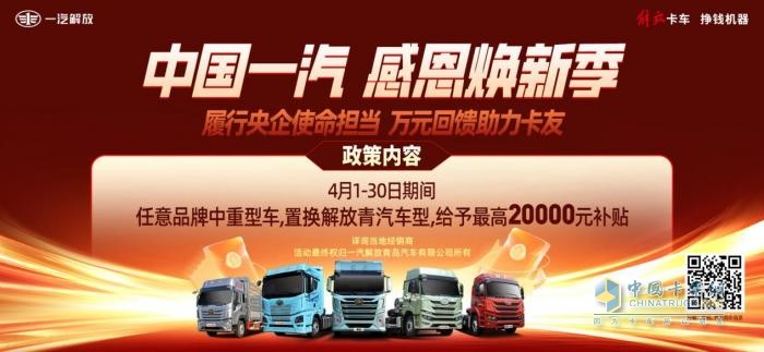 重量級煥新計劃，二手車(chē)萬(wàn)元補貼，解放四月鉅惠不要錯過(guò)！